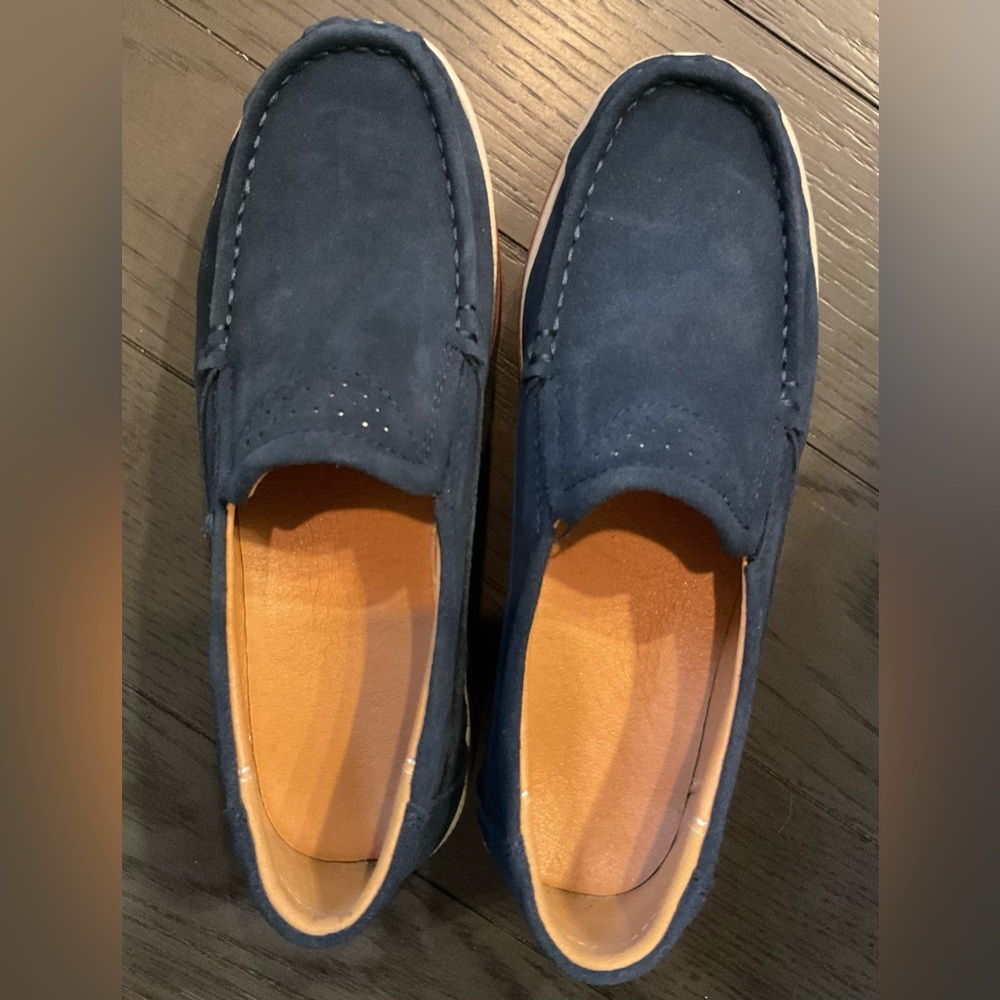 Navy platform loafers